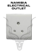 Namibia Electrical Outlet - Namibia standard is 220/230 Volts AC 50 Hz, three-pin 15 amp outlets.