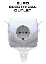 European Electrical Outlet - European standard is 220 Volts, two-pin outlets.